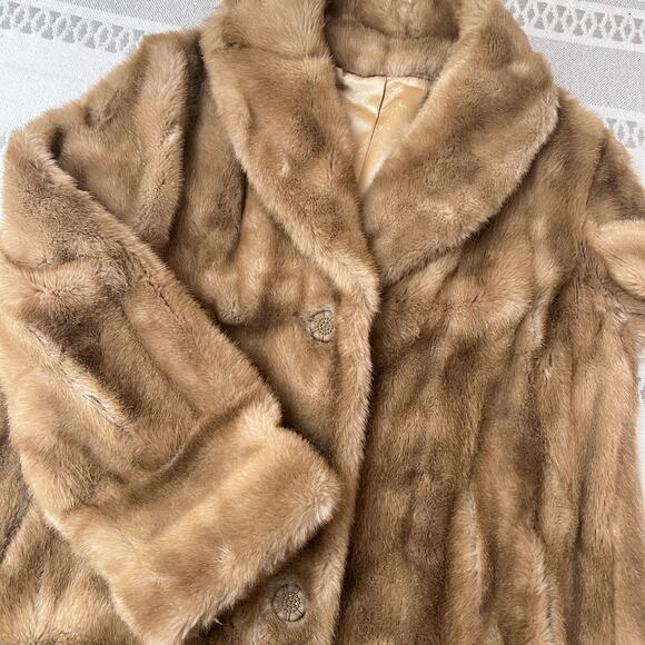 Vintage Mincara Russel Taylor Tan Faux Fur Coat Jacket Old Money Quiet Luxury - Picture 6 of 12